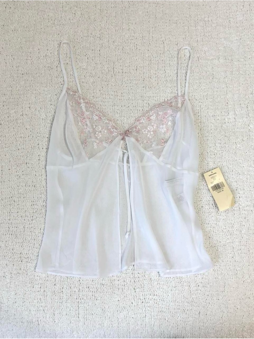 Vintage Valerie Stevens sheer floral open front lingerie top